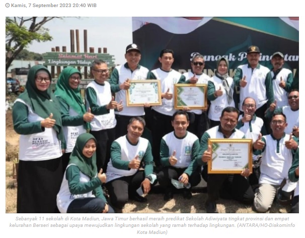 Sebanyak 11 sekolah di Kota Madiun raih Adiwiyata tingkat Jawa Timur