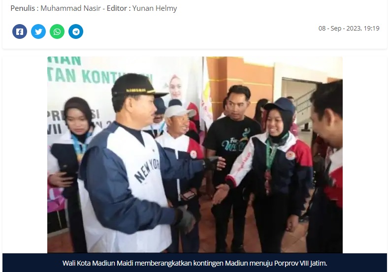 Wali Kota Madiun Lepas Kontingen Porprov VIII Jatim, Target Masuk 10 Besar
