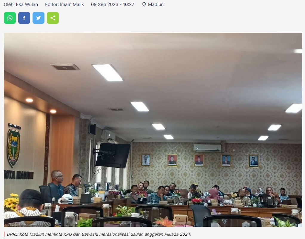 DPRD Minta Usulan Anggaran Pilkada Kota Madiun Dirasionalisasi