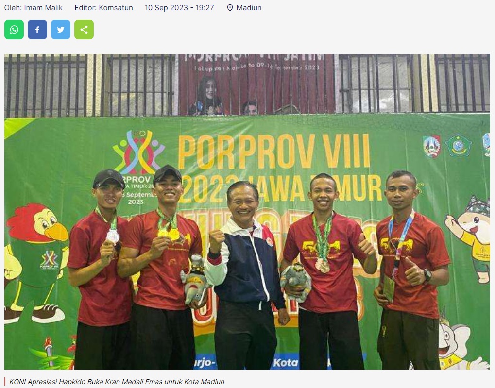 KONI Apresiasi Hapkido Buka Kran Medali Emas untuk Kota Madiun