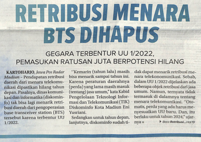 Retribusi Menara BTS Dihapus, Gegara Terbentur UU 1/2022, Pemasukan Ratusan Juta Berpotensi Hilang