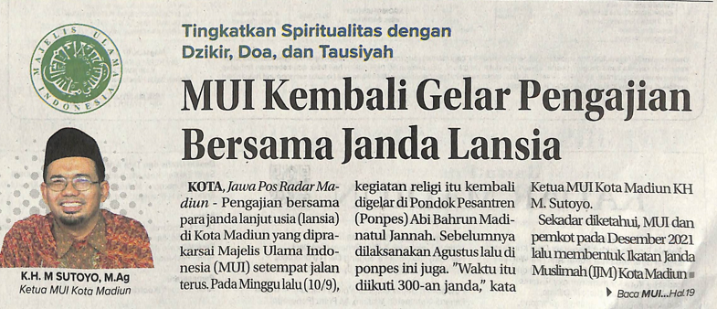 Tingkatkan Spiritualitas dengan Dzikir, Doa, dan Tausiyah, MUI Kembali Gelar Pengajian Bersama Janda Lansia