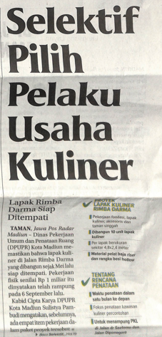Selektif Pilih Pelaku Usaha Kuliner, Lapak Rimba Darma Siap Ditempati