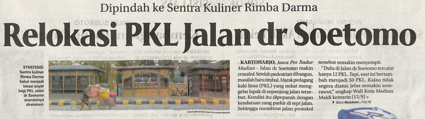 Dipindah ke Sentra Kuliner Rimba Darma, Relokasi PKL Jalan dr Soetomo