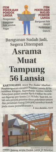 Bangunan Sudah Jadi, Segera Ditempati, Asrama Muat Tampung 56 Lansia