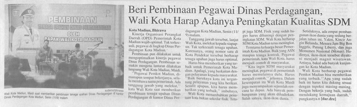Beri Pembinaan Pegawai Dinas Perdagangan, Wali Kota Harap Adanya Peningkatan Kualitas SDM