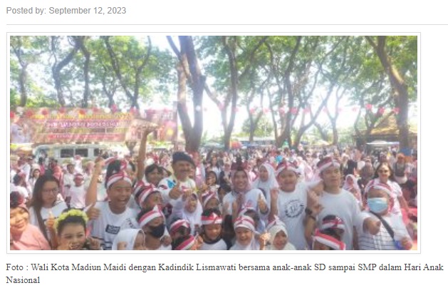 Peringati Hari Anak Nasional Bersama Ribuan Anak Se-Kota Madiun Ini Pesan Walikota dan Kadindik
