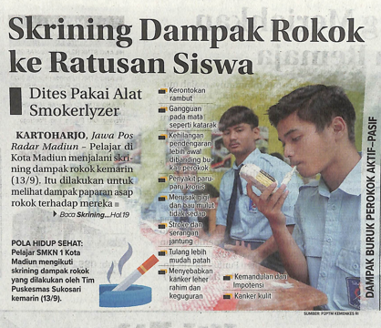 Skrining Dampak Rokok ke Ratusan Siswa, Dites Pakai Alat Smokerlyzer
