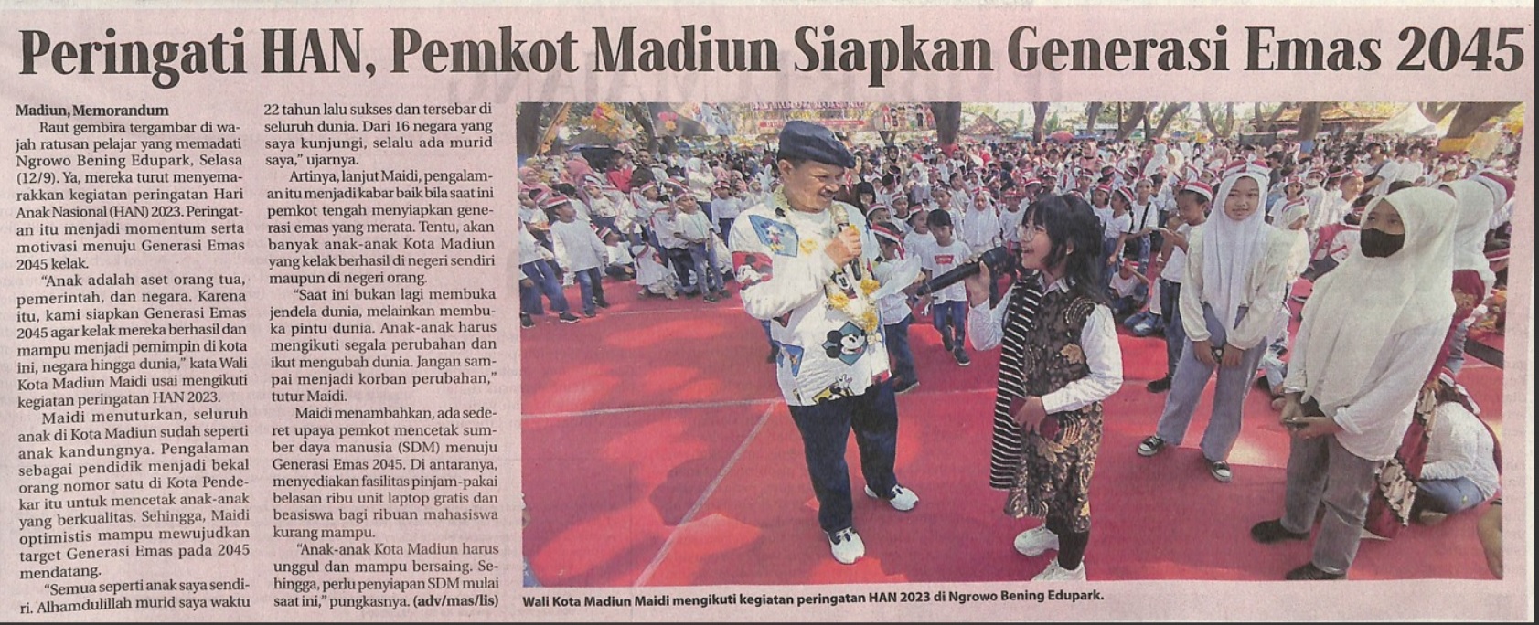 Peringati HAN, Pemkot Madiun Siapkan Generasi Emas 2045