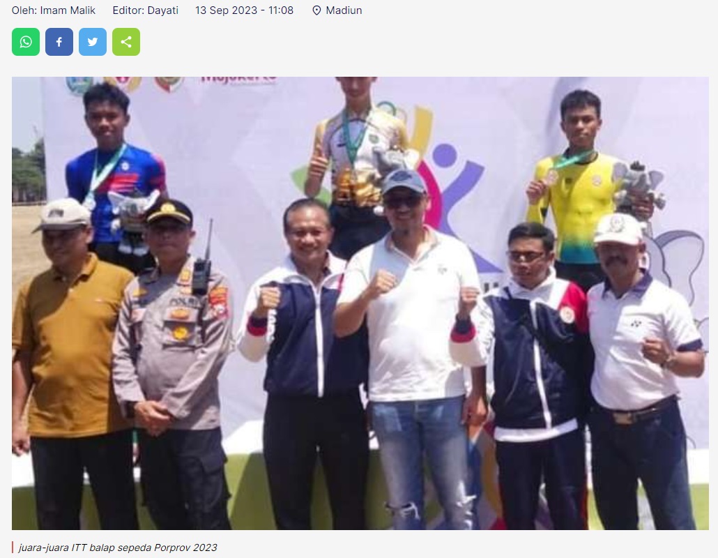 Cabor Balap Sepeda Tambah Emas untuk Kontingen Kota Madiun di Porprov 2023
