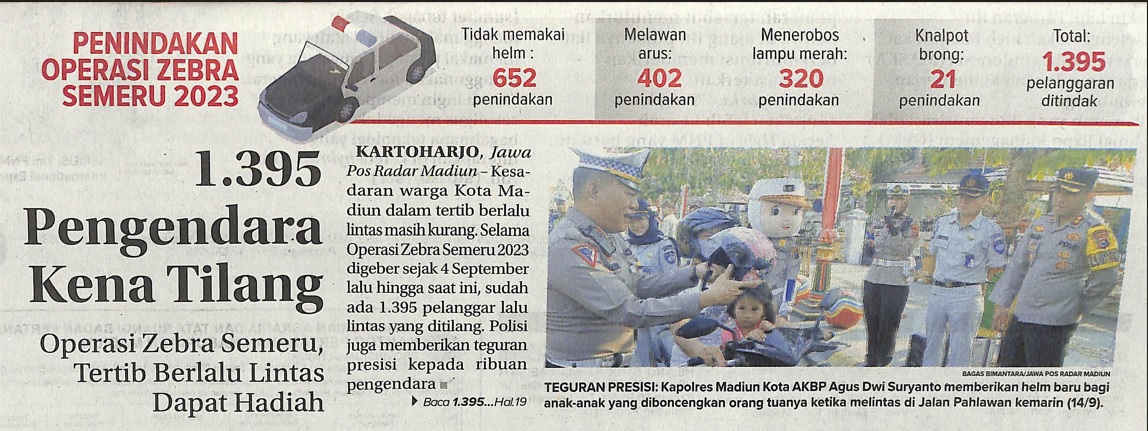 Penindak Operasi Zebra Semeru 2023, 1.395 Pengendara Kena Tilang, Operasi Zebra Semeru, Tertib Berlalu Lintas Dapat Hadiah
