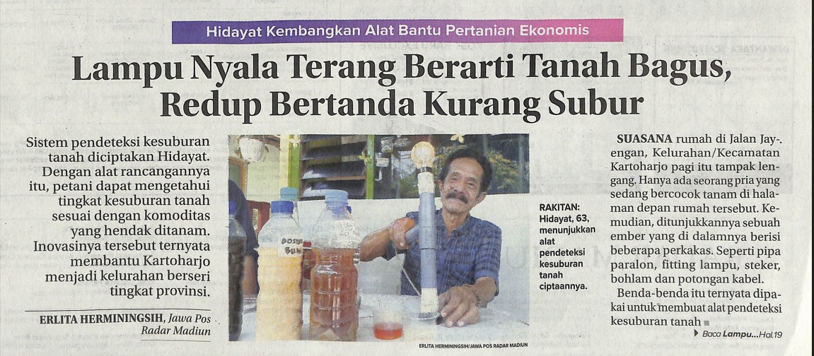 Hidayat Kembangan Alat Bantu Pertanian Ekonomis, Lampu Nyala Terang Berarti Tanah Bagus, Redup Bertanda Kurang Subur