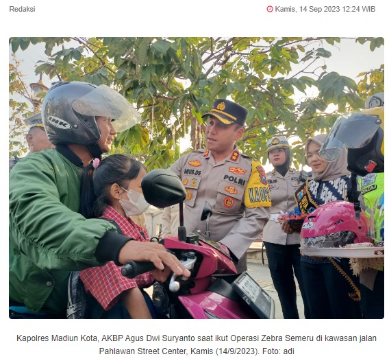 Ops Zebra Semeru 2023, Polres Madiun Kota Apresiasi Pengendara Tertib