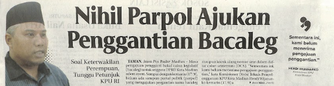 Nihil Parpol Ajukan Penggantian Bacaleg, Soal Keterwakilan Perempuan, Tunggu Petunjuk KPU RI