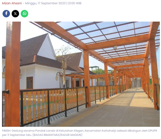 Pondok Lansia Kota Madiun Diresmikan Desember, Pemkot Tunggu Tambahan Fasilitas Ini