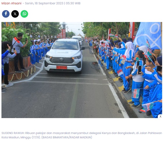 Tiba di Kota Madiun, Delegasi Kenya-Bangladesh Disambut Ribuan Pelajar dan Masyarakat