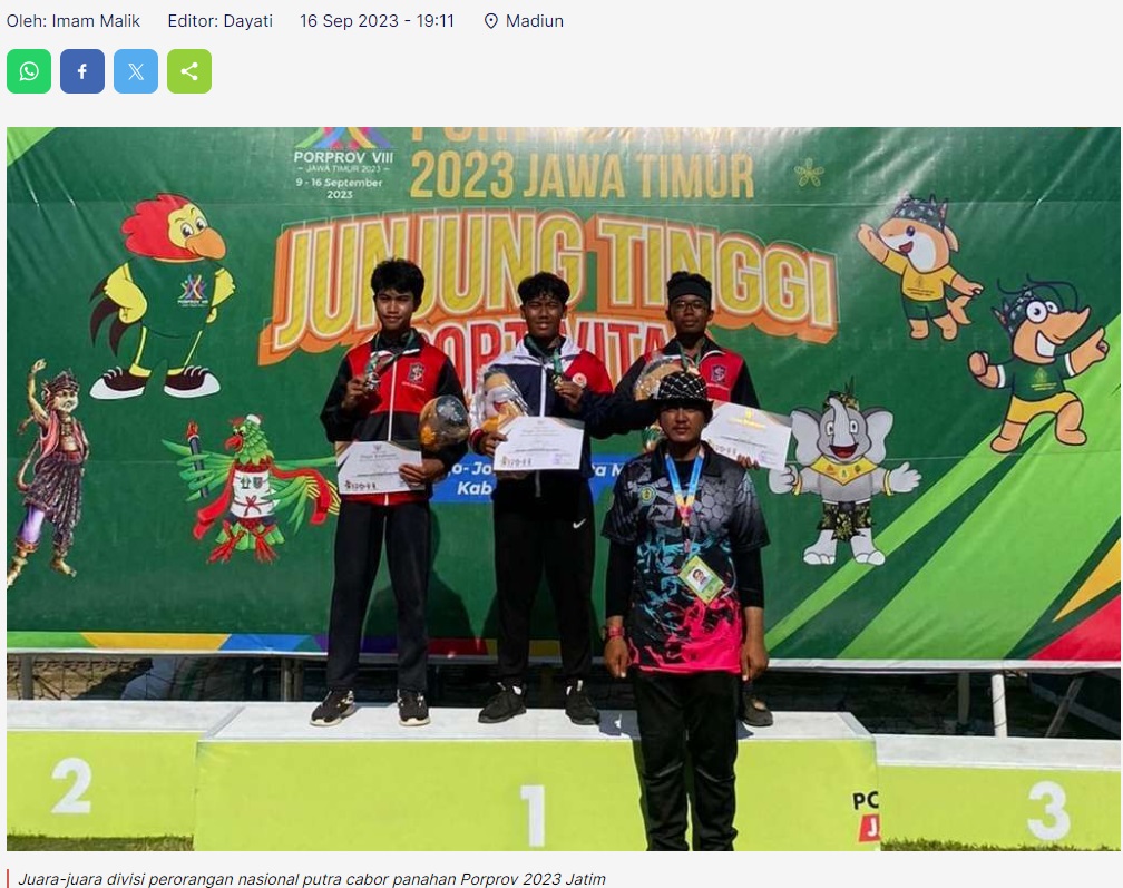 Tim Panahan Kota Madiun Total Kumpulkan 1 Medali Emas dan 4 Perunggu di Porprov 2023 Jatim