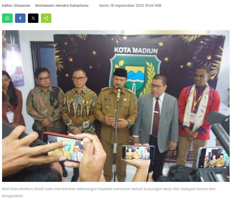 Kota Madiun Terima Delegasi Kenya dan Bangladesh, Maidi: Siap Berikan Layanan Terbaik