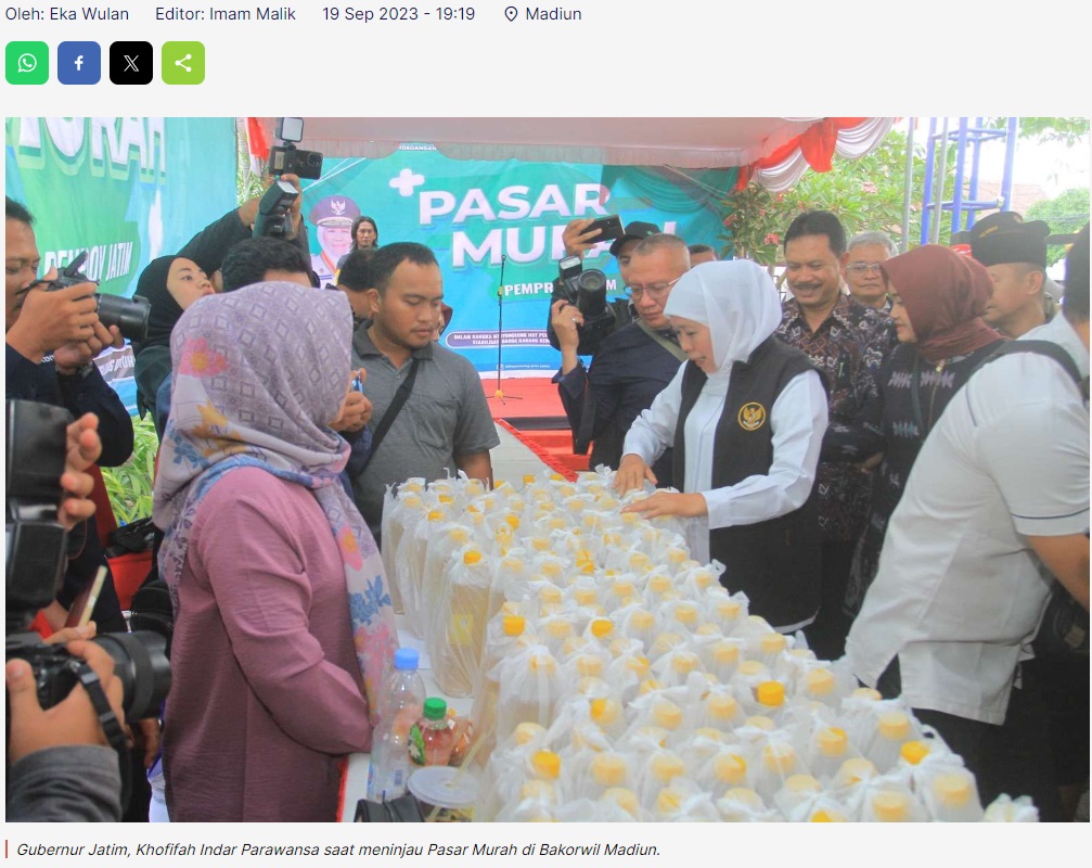 Pemprov Jatim Gelar Pasar Murah di Kota Madiun