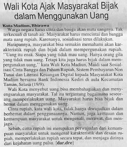 Wali Kota Ajak Masyarakat Bijak dalam Menggunakan Uang