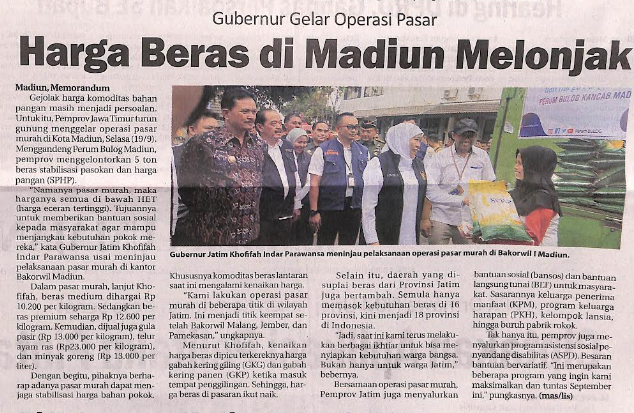 Gubernur Gelar Operasi Pasar, Harga beras di Madiun Melonjak