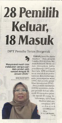 28 Pemilih Keluar, 18 Masuk, DPT Pemilu Terus Bergerak