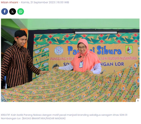 Salut! Seragam Batik SDN 01 Nambangan Lor Didesain Penjaga Sekolah