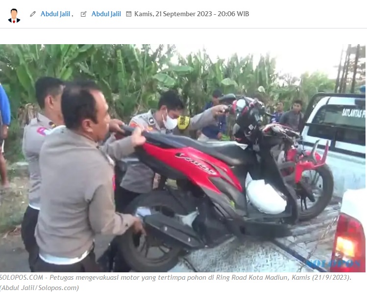 Tertimpa Pohon saat Melintas di Ring Road Madiun, Pengendara Meninggal Dunia