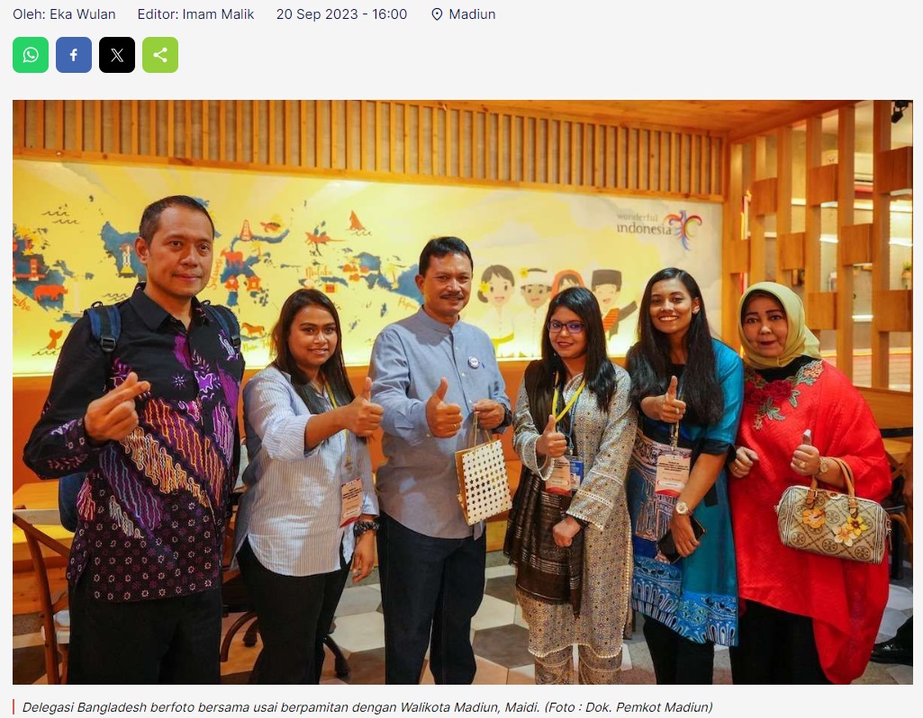 Berpamitan ke Walikota, Delegasi Bangladesh Sebut Warga Madiun Ramah