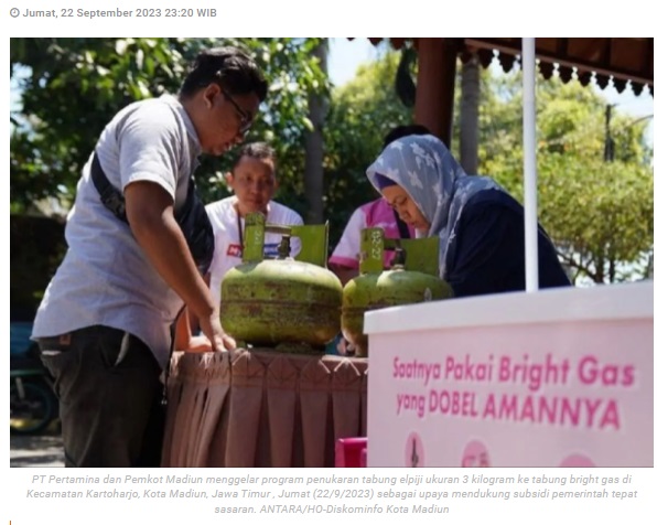 Pemkot Madiun dan Pertamina gelar penukaran tabung elpiji 3 kg ke bright