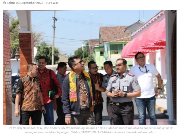 Tim KemenPAN-RB verifikasi lapangan pembangunan ZI di dua Lapas Madiun