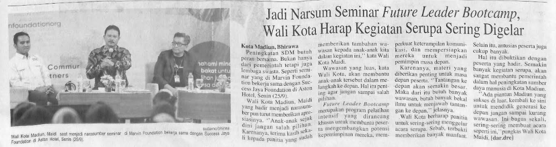 Jadi Narsum Seminar Future Leader Bootcamp, Wali Kota Harap Kegiatan Serupa Sering Digelar