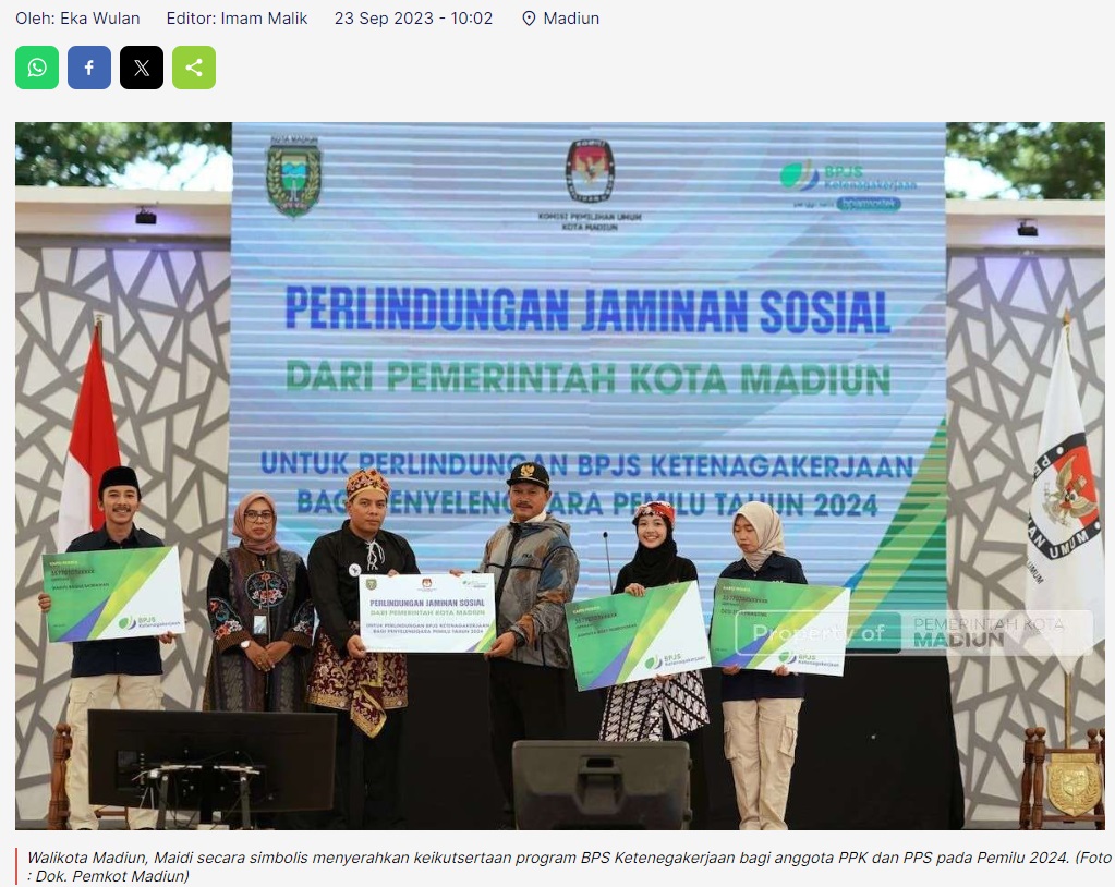 Petugas Pemilu Kota Madiun Didaftarkan Program BPJS Ketenagakerjaan