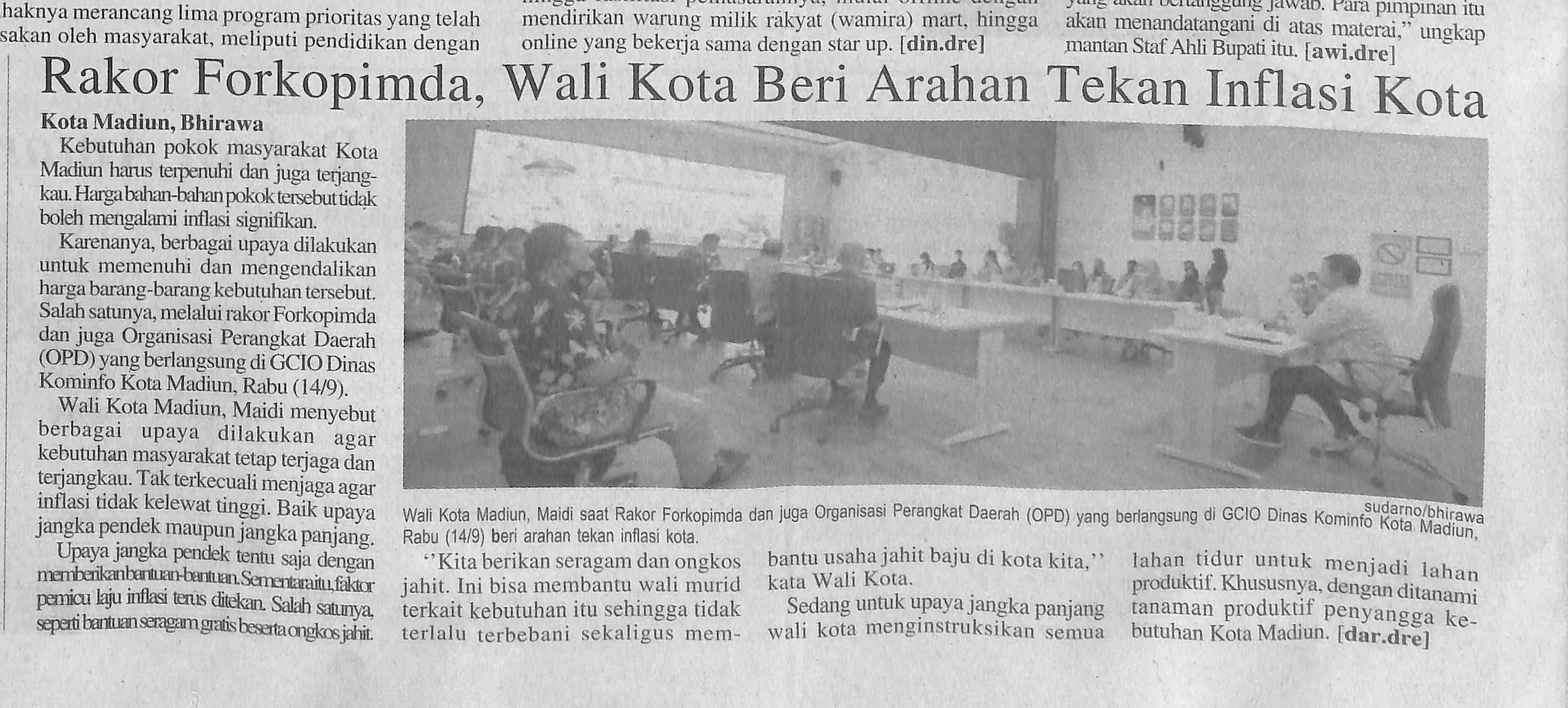 Rakor Forkopimda, Walikota Beri Arahan Tekan Inflasi Kota