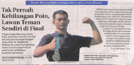 Sepak Terjang Satria Sebagai Atlet Jujitsu Kota Madiun, Tak Pernah Kehilangan Poin, Lawan Teman Sendiri di Final