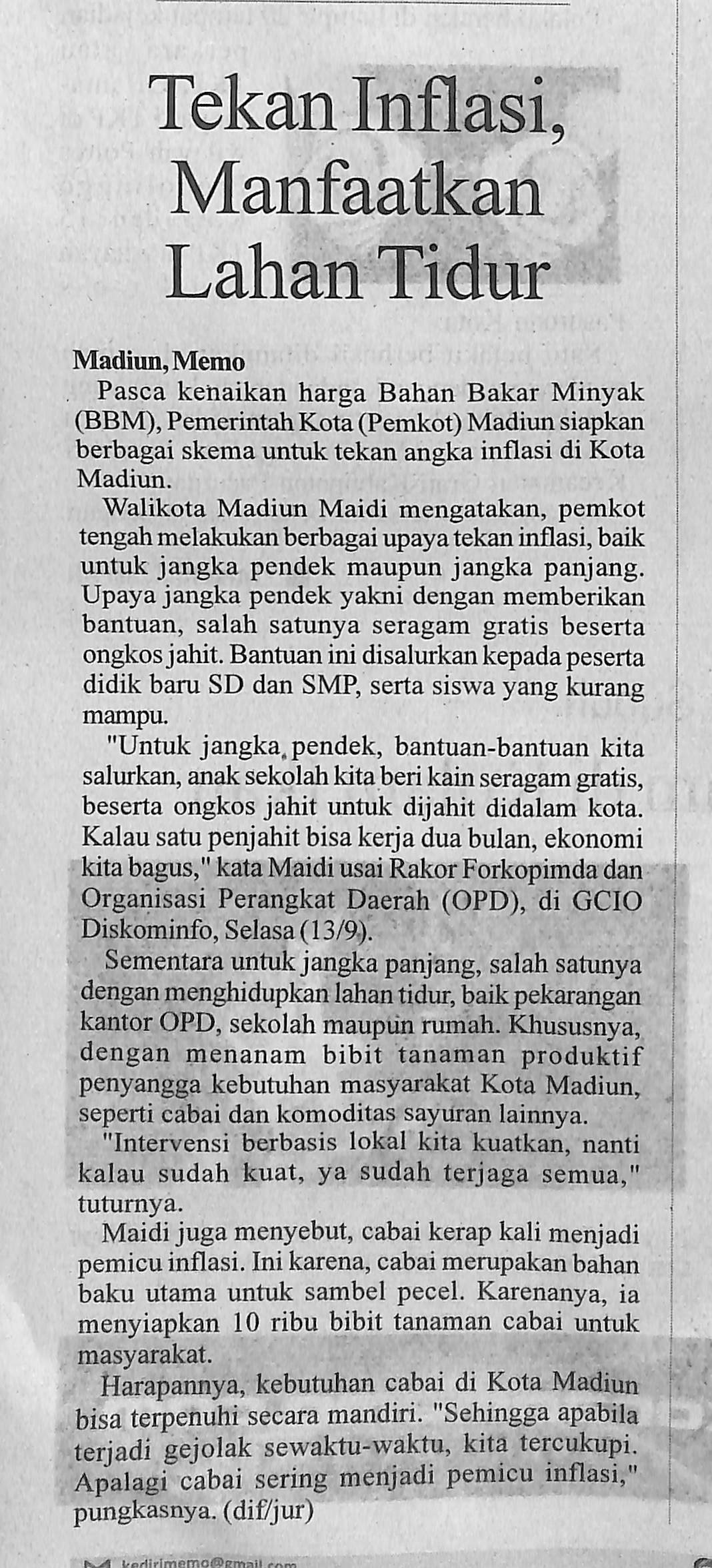 Tekan Inflasi, Manfaatkan Lahan Tidur