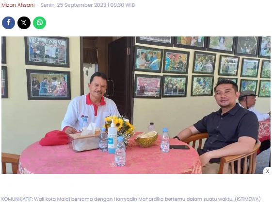 Relasi Maidi-Harryadin Mahardika: 2018 Lawan di Pilkada, 2023 Duduk Satu Meja