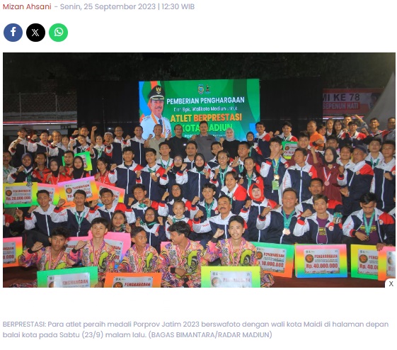 Diberi Reward Puluhan Juta, Atlet Porprov Kota Madiun Juga Dijanjikan Beasiswa sambil Kerja