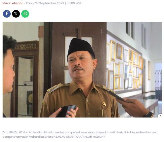 Tanggapi Kabar Kedekatannya dengan Mahardika, Maidi: Kota Madiun Butuh Sosok Pemikir Cerdas