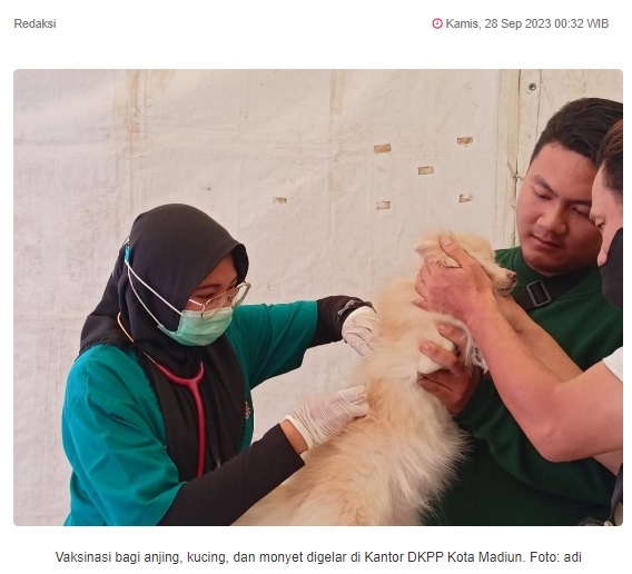 Cegah Rabies, Pemkot Madiun Gelar Vaksinasi Gratis
