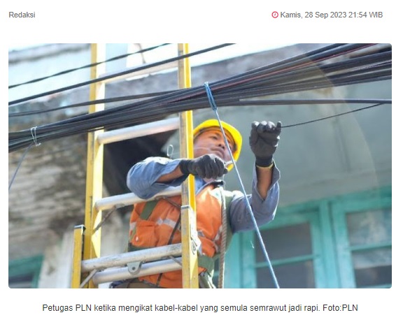 Jaga Estetika Kota, PLN Rapikan Kabel Fiber Optik di Madiun