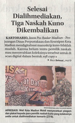 Selesai Dialihmediakan, Tiga Naskah Kuno Dikembalikan