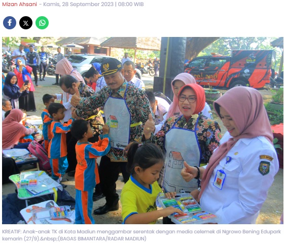 Serunya Anak TK Mewarnai Celemek Wali Kota Madiun Maidi