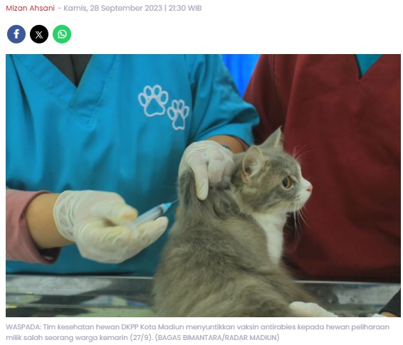 Pertahankan Kasus Bebas Rabies di Kota Madiun, DKPP Alokasikan 150 Dosis Vaksin