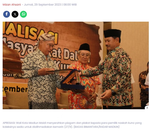 Pengarsipan Digital Rampung, Pemkot Kembalikan Tiga Naskah Kuno Warga Madiun