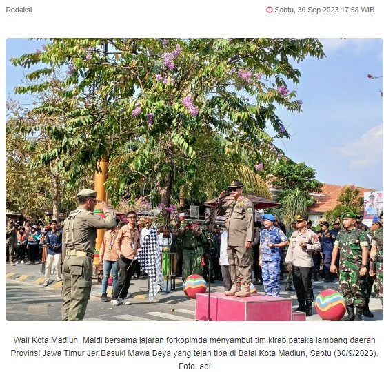 Pemkot Madiun Sambut Kirab Pataka HUT ke-78 Jatim