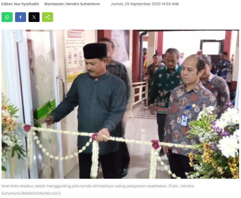 Maidi Resmikan Peluncuran Pusat Informasi Kesehatan BPJS di RSUD Kota Madiun