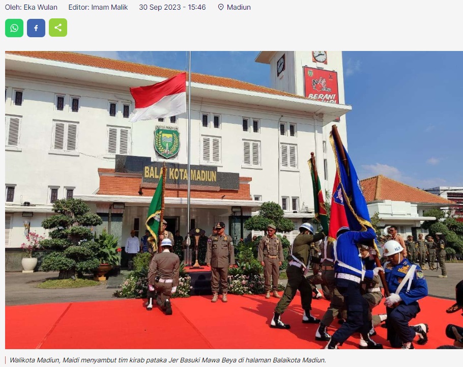 Kirab Pataka Jer Basuki Mawa Beya Tiba di Kota Madiun