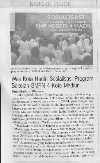 Wali Kota Hadiri Sosialisasi Program Sekolah SMPN 4 Kota Madiun