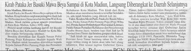 Kirab Pataka Jer Basuki Mawa Beya Sampai di Kota Madiun, Langsung Diberangkatkan ke Daerah Selanjutnya
